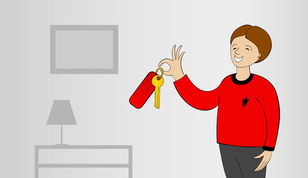 The happy buyer has control over a flat key or housesのイラスト素材
