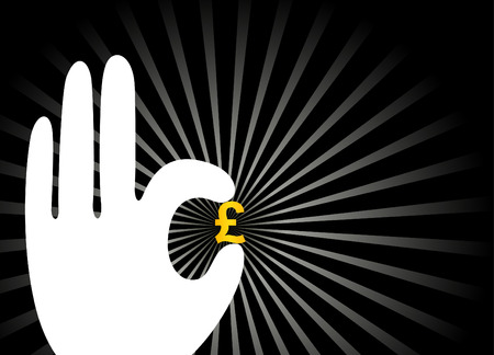 background with hand and Pound sterlingのイラスト素材