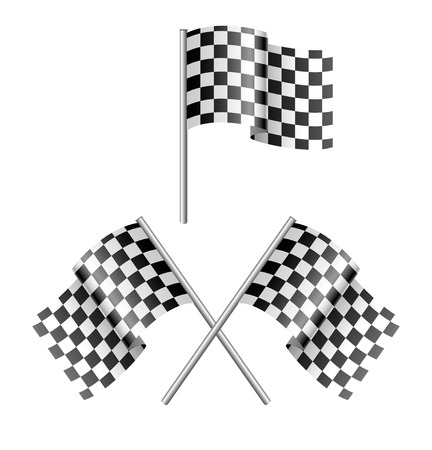 black and white checkered flagのイラスト素材