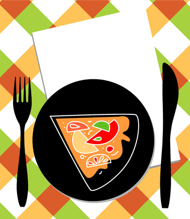 pizza on plateのイラスト素材