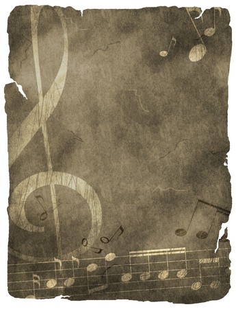 musical background on old paperの写真素材