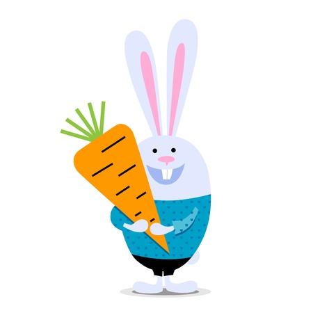 happy bunny with big carrotのイラスト素材