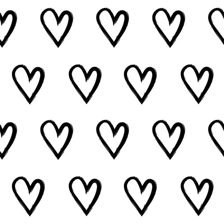 Abstract seamless pattern with hand draw hearts. Black and whiteのイラスト素材