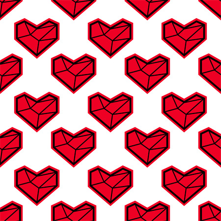 Abstract seamless pattern with red heart. Geometry polygonal style. Eps10のイラスト素材
