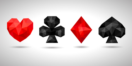 Playing card suits, icon, symbol set. Geometric triangle style, low poligonal. JPG include isolated path. eps10のイラスト素材