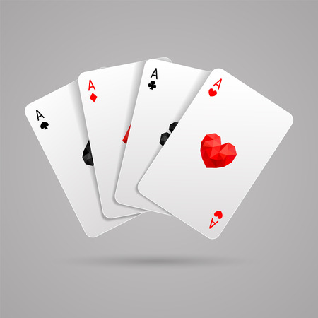 Set of four ace playing cards suits. Wnning poker hand. JPG include isolated path.のイラスト素材