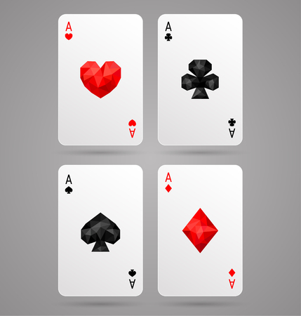 Set of four ace playing cards suits. Poker game. JPG include isolated pathのイラスト素材