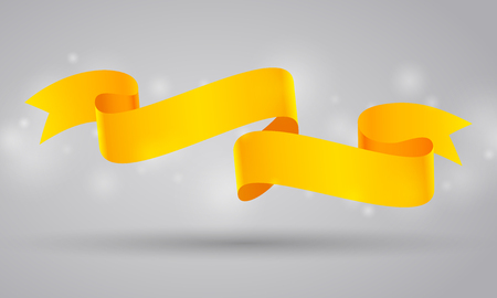 Yellow curved ribbon or banner on gray background. JPG include isolated pathのイラスト素材