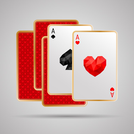 Two aces in five playing cards. One pair. Winning poker hand. JPG include isolated pathのイラスト素材