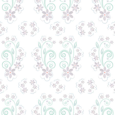 Decorative floral pattern. Imitation of pastel technique, decorative leaves, flowers and curls on a...
