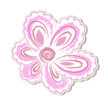 Vector decorative element, flower in pastel colors, pink, close-up, sticker, element for the design of children's books, wedding and greeting cards.のイラスト素材
