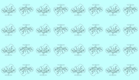 Vector seamless bicolor pattern with silhouettes of black tree with leaves on a light background for...