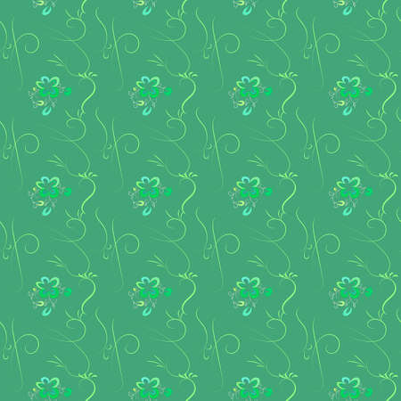 Seamless pattern in pastel colors. Decorative shaded flower on a light green background.のイラスト素材
