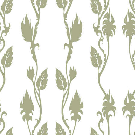 Vector seamless floral pattern with curly liana isolated on a white background, for fabric design, textile, wallpaper, wrapping paper, background for the site.のイラスト素材