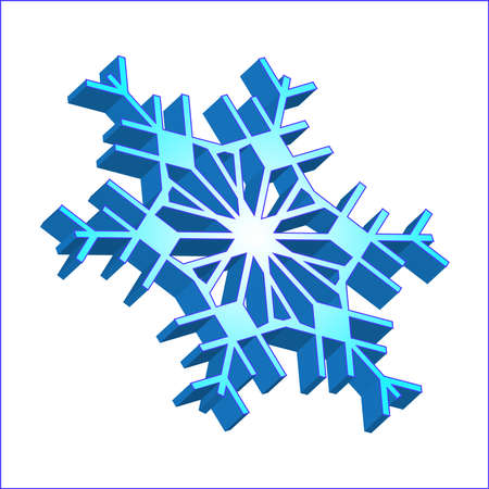 Vector volumetric blue gradient snowflake close-up isolated on a white background for the decoration of the holidays Christmas and New Year, a symbol of winter, snowfall icon weather forecastのイラスト素材