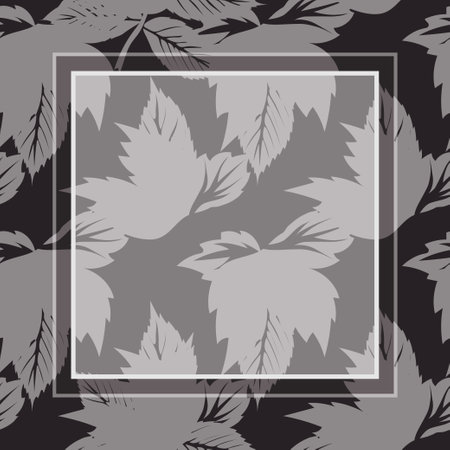 Vector pattern with autumn leaves for shawl, scarf, hijab design. Gray beige elegant tonesのイラスト素材