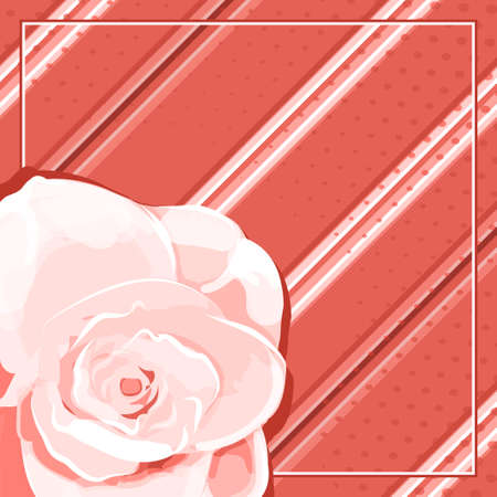 Vector geometric pattern, diagonal stripe with a of a rose on a coral background, for fabric design, tile, scarf, hijab.のイラスト素材