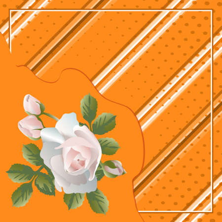 Vector geometric pattern, diagonal stripe with a of a rose on a orange background, for fabric design, tile, scarf, hijab.のイラスト素材