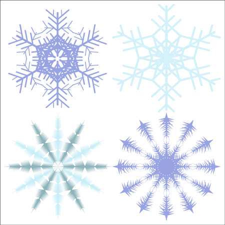 Decorative vector 4 snowflakes for the design of New Year and Christmas cards, wrapping paper, winter holiday decorationのイラスト素材