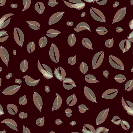 Vector abstract seamless pattern on a dark brown background transparent petals of different sizes...
