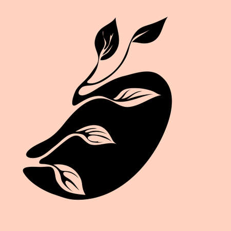 Vector stylized floral pattern day to night tree branch, for decorating clothes and accessories, tattoo, element for greeting card.のイラスト素材
