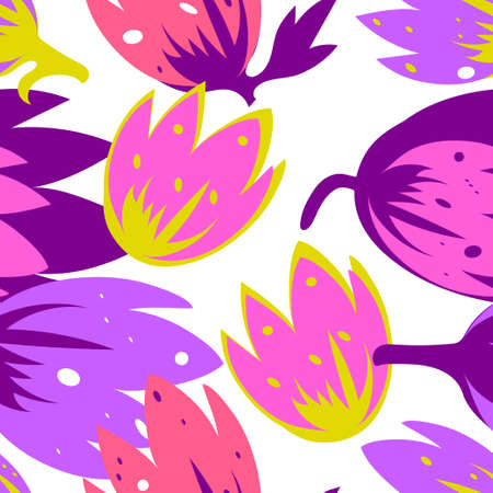 Vector seamless floral background stylish pattern with tulip flowers close-up on a light background.の写真素材