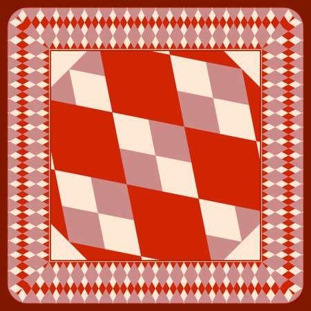 Geometric abstract pattern for shawl, scarf, hijab. Vector illustration with geometric shapes in red-pink color.のイラスト素材
