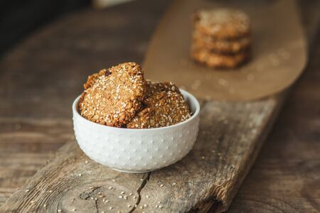 handmade cookies served on natural wood table