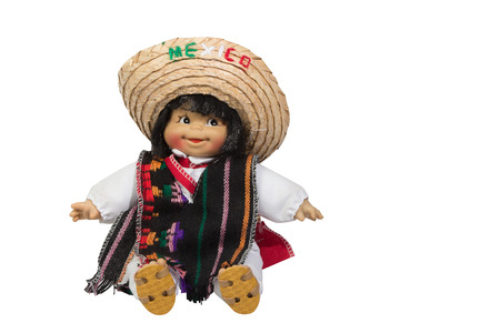 Mexican doll isolated on white backgroundの写真素材
