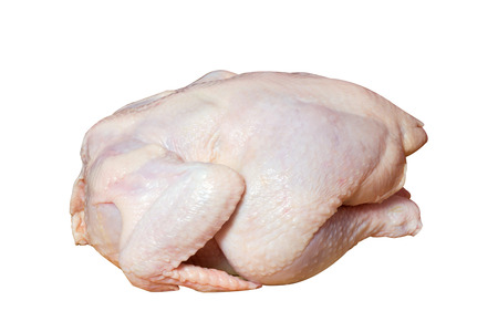 crude chicken isolated on white backgroundの写真素材