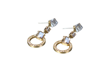 The earrings isolated on white backgroundの写真素材