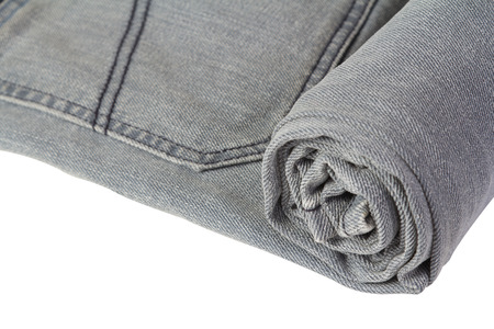 Rolled gray jeans texture or detailの写真素材