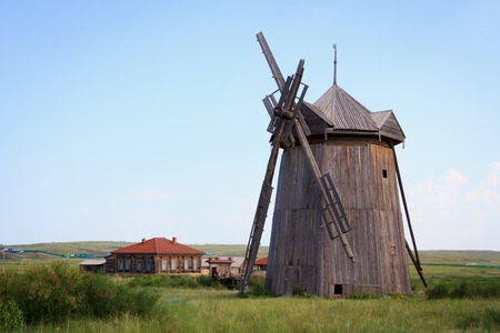 The windmill with broken bladesの写真素材