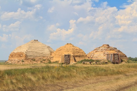 Reconstruction of dwellings of stone  centuryの写真素材