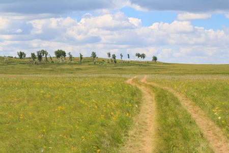 The twisting rural road going in nowhereの写真素材