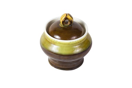 Brown pot isolated on white backgroundの写真素材