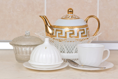 Housewares standing on the deskの写真素材