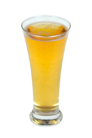Glass of beer isolated on white backgroundの写真素材