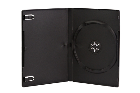 Open CD box isolated on white backgroundの写真素材