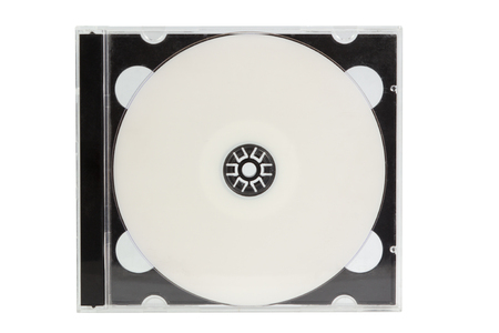 CD case with blank DVD disc isolated on whiteの写真素材