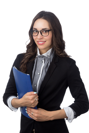 Portrait of a smiling business woman isolatedの写真素材