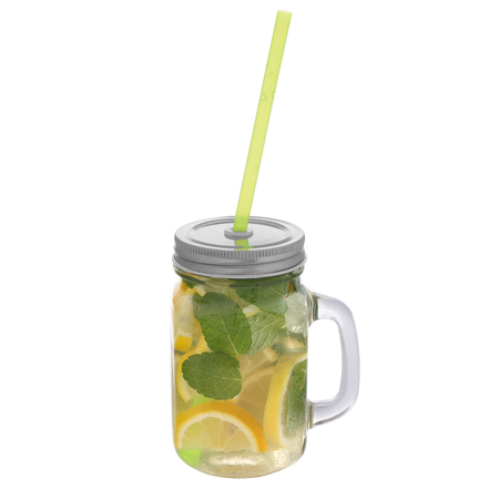 Lemon drink with mint isolated on white backgroundの写真素材