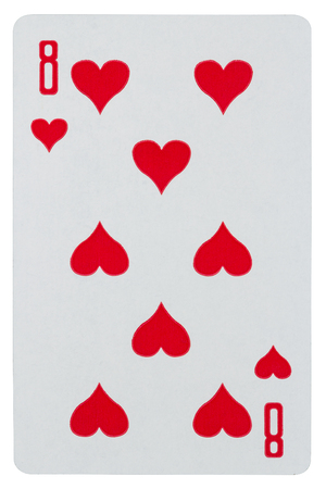Playing card eight of hearts isolated on white backgroundの写真素材