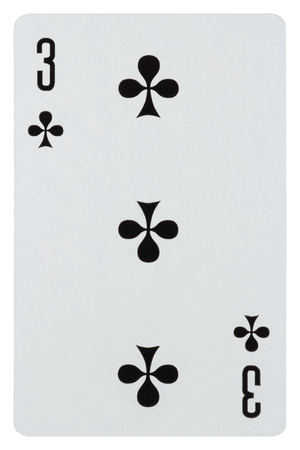 Playing card three of cross isolated on white backgroundの写真素材