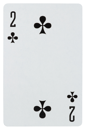 Playing card two of cross isolated on white backgroundの写真素材