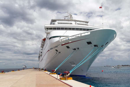 Cozumel, Mexico, 17-March-2012: view of the Carnival Elation ship near the pier. Cozumel.のeditorial素材