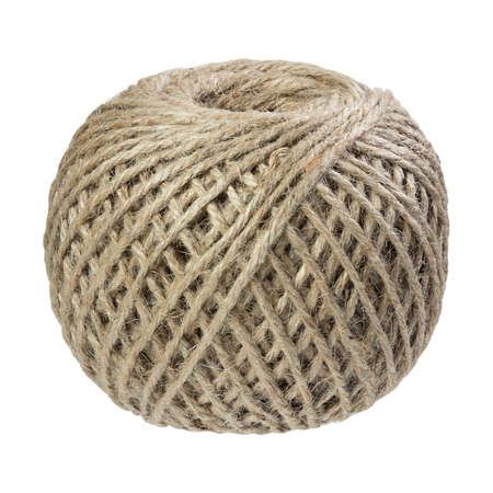 Skein of jute twine isolated on white backgroundの写真素材