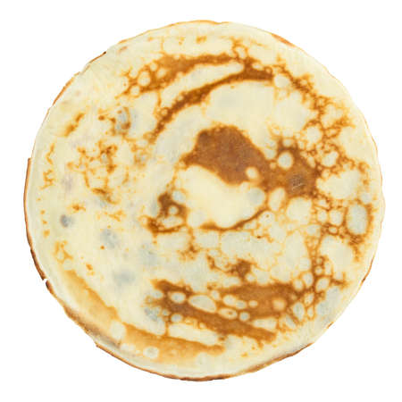 Homemade pancake isolated on white background .View from above.の写真素材