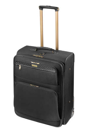 Black suitcase isolated on white backgroundの写真素材