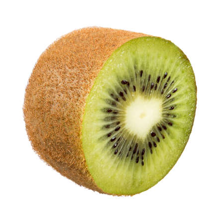 Fresh sliced kiwi isolated on white backgroundの写真素材